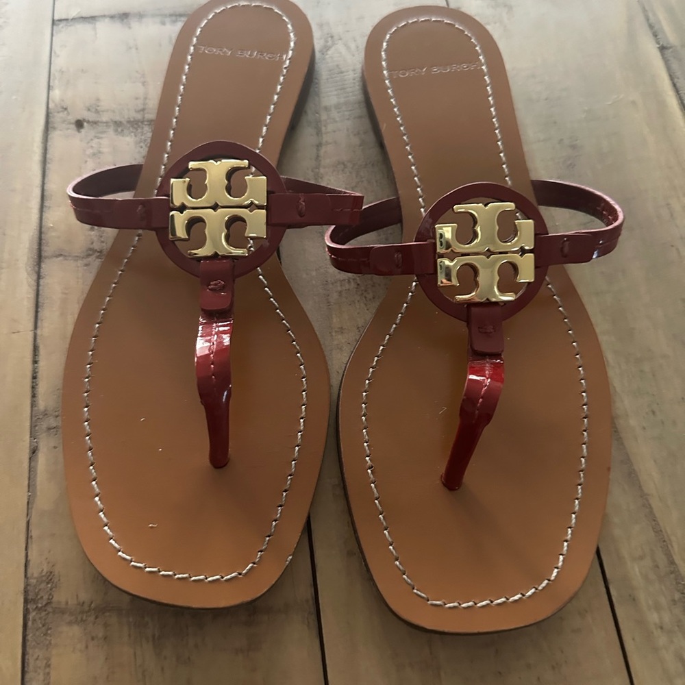 Tory Burch Red and Gold Sandals